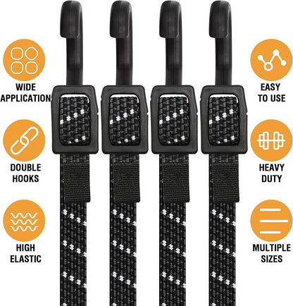 Bungee Cords with Hooks Heavy Duty, Flat Adjustable Bungee Cords with Hooks 40 - Image 3