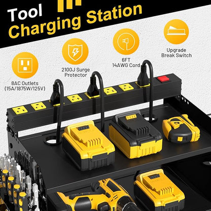 Heavy Duty Wall-Mounted Tool Organizer&Power Charging Station, Modular Garage - Image 3