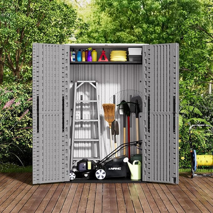 ZZM 67 Cuft Vertical Outdoor Storage Shed Diamond Texture Resin Outdoor Cabinet - Image 3