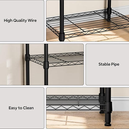 5 Tiers Shelf Metal Storage Shelves Wire Rack Closet Organizers - Image 4