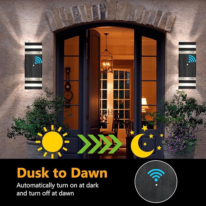 tewei 6 Pack Dusk to Dawn Outdoor Lighting, Modern Black Exterior Light - Image 3