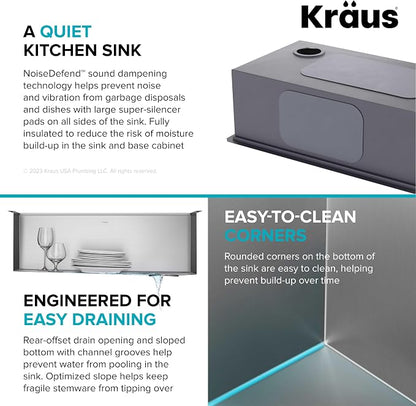 KRAUS Kore 36-Inch Undermount Workstation 16 Gauge Single Bowl Stainless Steel - Image 10