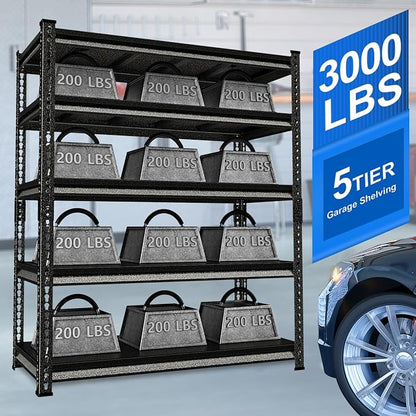 48" W Garage Shelving Heavy Duty, 3000LBS Loads Adjustable Garage Storage - Image 4
