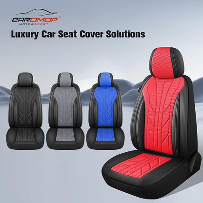 CAROMOP Luxury Faux Leather&Fabric Car Seat Covers Full Set - Image 7