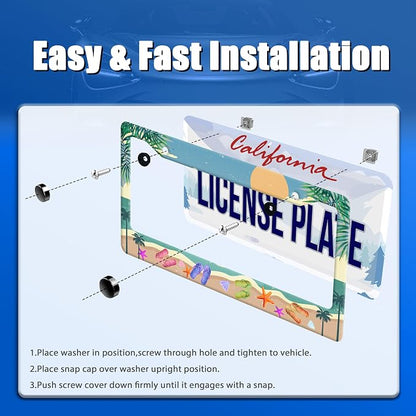 Summer Beach License Plate Frame Flip Flops License Plate Stainless Steel Funny - Image 3