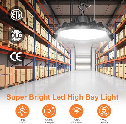 4Pack LED High Bay Lights, Super Bright 150W UFO High Bay LED Shop Lights - Image 2