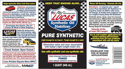 Lucas LUC10130 Synthetic Oil Stabilizer. Quart - Image 4