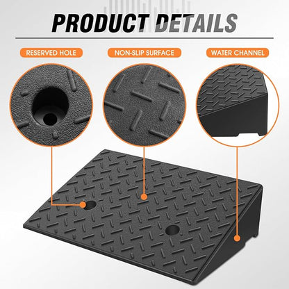 DNA MOTORING 2pcs 5.3" Rise Rubber Curb Ramp Heavy Duty Loading Driveway Ramp - Image 5
