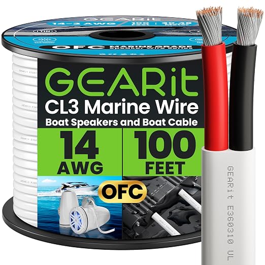 GEARit Marine Wire 14 Gauge 14/2 AWG, Duplex Marine Grade Tinned Copper by GEARit