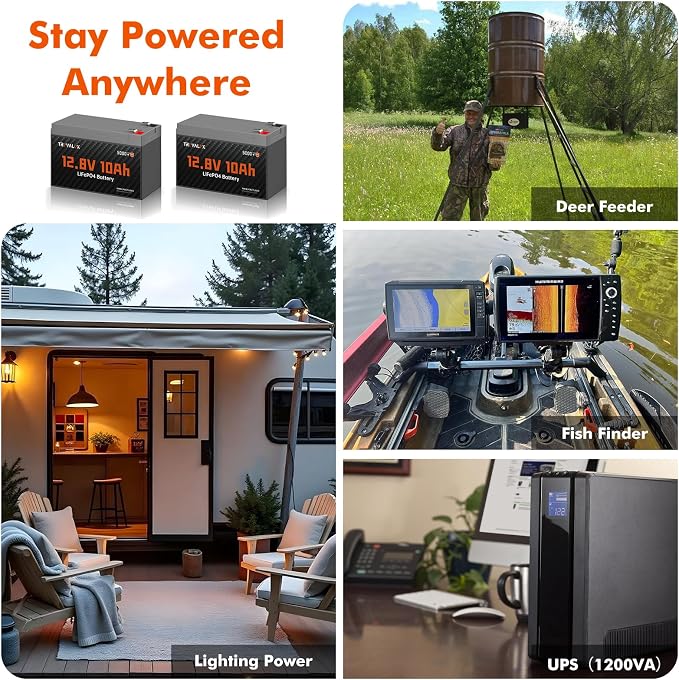 2 Pack 12V 10Ah Lithium LiFePO4 battery, Built-in 10A BMS, Lightweight Design - Image 7