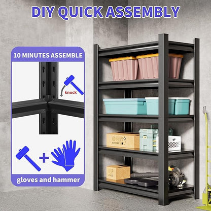 2 Sets Garage Shelving Unit 24" D x 48" W x 72" H Heavy Duty Storage Shelves - Image 5