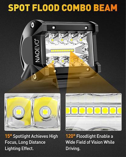 NAOEVO 4 Inch LED Pod Lights, 240W 24, 000LM LED Fog/Driving/Off Road Lights - Image 4