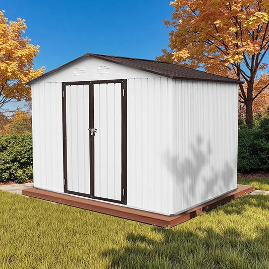 8' x 6' Outdoor Storage Shed, Sturdy Metal Building w/Lockable Doors by Unknown