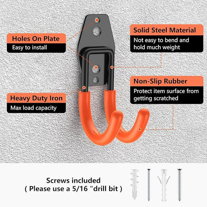8 Pack 4.7x2.6 Inch Utility Steel Wall Mount Heavy Duty Garage Hooks - Image 3