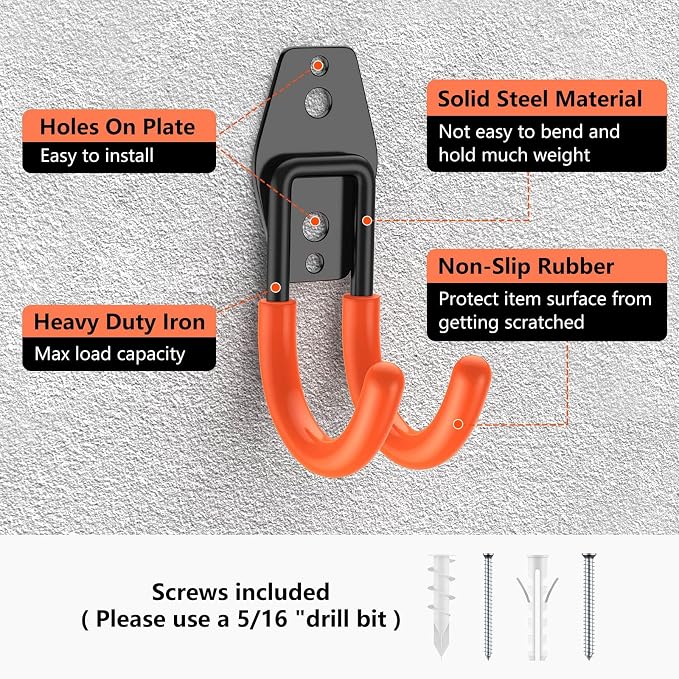 4 Pack 4.7x2.6 Inch Utility Steel Wall Mount Heavy Duty Garage Hooks - Image 3