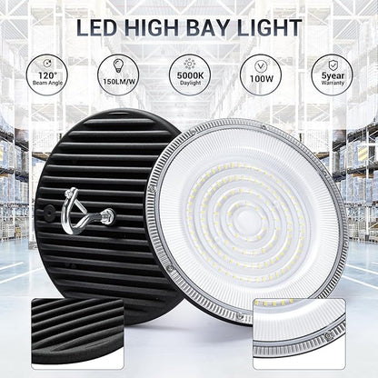 100W UFO Led High Bay Light, IP66 Waterproof, 15050LM 5000K Daylight Area - Image 3