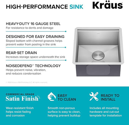 KRAUS Kore 17-Inch Undermount Workstation 16 Gauge Single Bowl Stainless Steel - Image 13