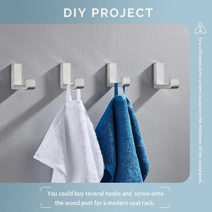 Angle Simple Towel Hooks for Bathroom, SUS 304 Stainless Steel Robe Coat Hooks - Image 3
