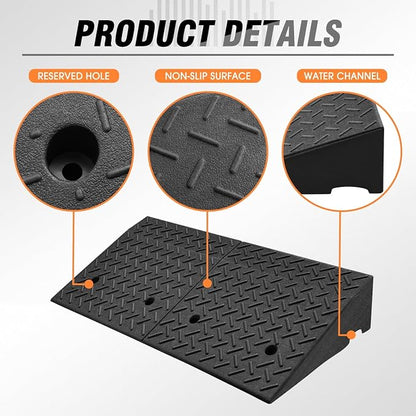 DNA MOTORING 6.9" Rise Rubber Curb Ramp Heavy Duty Loading Driveway Ramp - Image 5