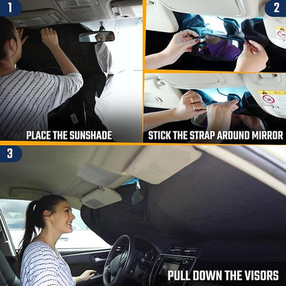 EcoNour Car Windshield Sunshade | Advanced Light-Blocking Protection | Foldable - Image 9