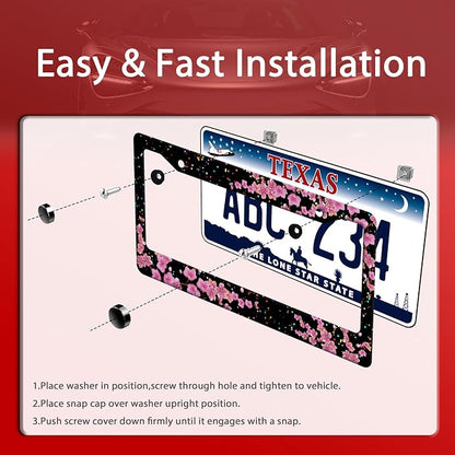 Cherry Blossom License Plate Frame Beautiful Flowers License Plate Frames - Image 3