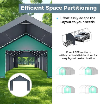 GREEN PARTY Carport, Waterproof & 12 Legs Car Canopy Portable Garage Shelter - Image 5