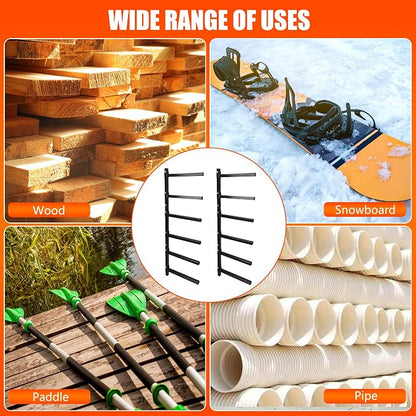 6-Tiered Collapsible Wall Mount Lumber Storage Metal Rack, 6-Level Foldable - Image 6