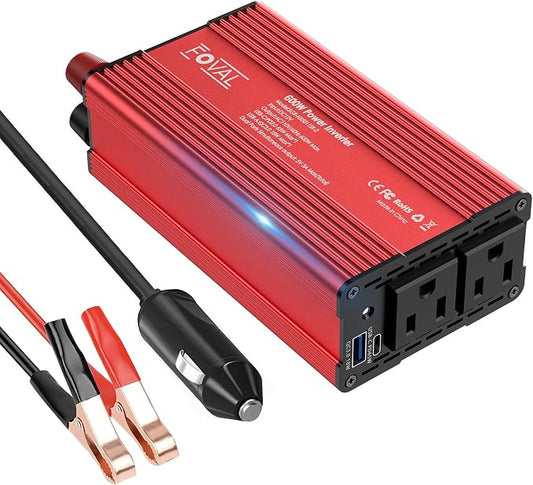 FOVAL 600W Power Inverter 12V DC to 110V AC Car Plug Adapter Outlet Converter by FOVAL