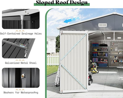 AMERLIFE 10x16.3x7 FT Galvanized Steel Storage Shed - Image 7