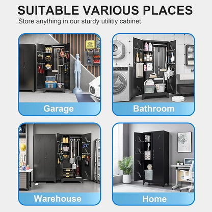 Metal Garage Storage Cabinet, 75” Cleaning Tool Cabinet - Image 7