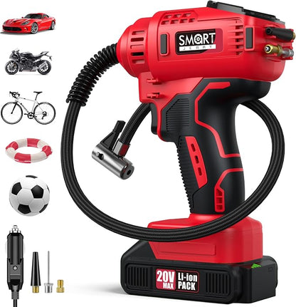 SMART JERRY - Car Tire Inflator Portable Air Compressor | 20V/12V Dual-Power by SMARTJERRY
