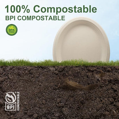 WELLIFE 100% Compostable Oval Paper Plates 12 Inch, Biodegradable Bagasse - Image 5