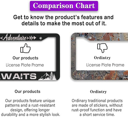 License Plate Frames for Men Black and White Car Plate Frames for Women - Image 6