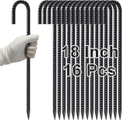 VVOKGO Rebar Stakes 18 Inch J Hook Heavy Duty Ground Anchors, 3/8" Diameter by VVOKGO