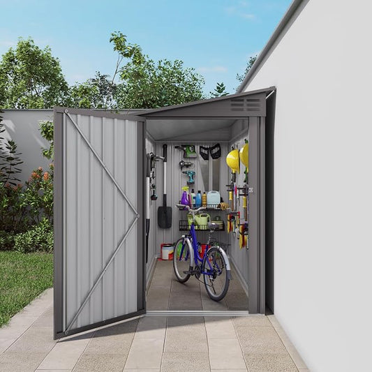 Lean to Storage Shed 4 x 9 FT Outdoor Metal Wall Storage Shed & Garden Storage by ARMSET