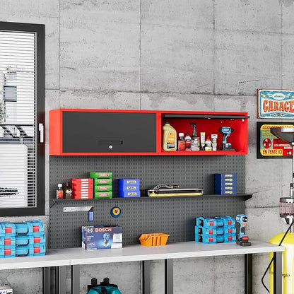Metal Storage Cabinet Black&Red Wall Cabinets - Image 2