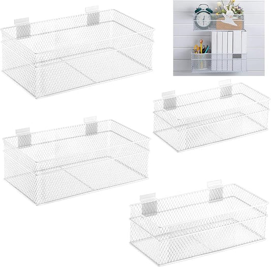 Barydat 4 Pcs Slatwall Basket Set Ventilated Metal Slatwall Basket Hanging Wire by home