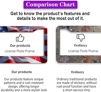 License Plate Frames for Men Multicolor Car Plate Frame for Women American Flag - Image 6