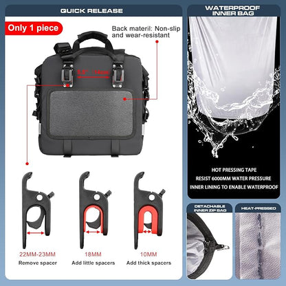 Rhinowalk Waterproof Motorcycle Saddlebags Luggage Bags 20L Quick Release - Image 3