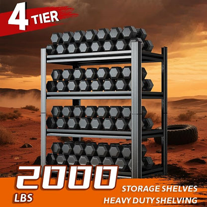 54''H Heavy Duty Metal Shelving Unit, 2000 lbs Total Capacity, Dual-Layer Column - Image 3