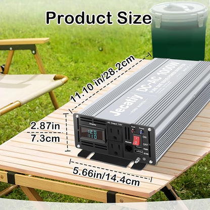 2AC 1000W Pure Sine Wave Inverter, Convert DC 12V to AC 110V 120V, 18W USB - Image 4