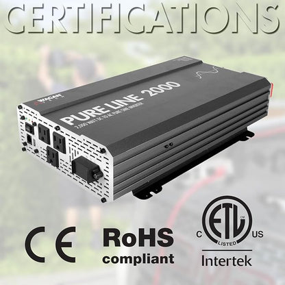Wagan EL3808 Pure Line Power Inverter 2000 Watt DC 12V to 110V AC Car Pure Sine - Image 6