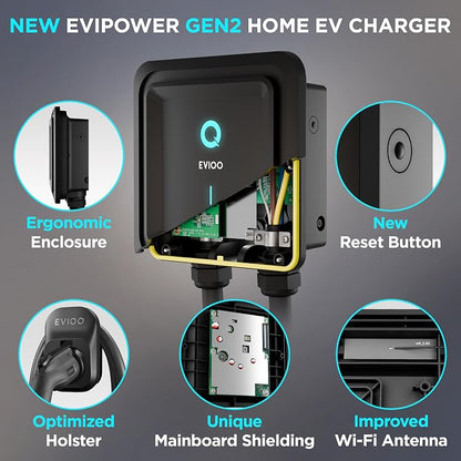 EVIQO Level 2 EV Charger – 48 Amp 240V – Wall EV Charger Level 2, NEMA 14-50 - Image 2