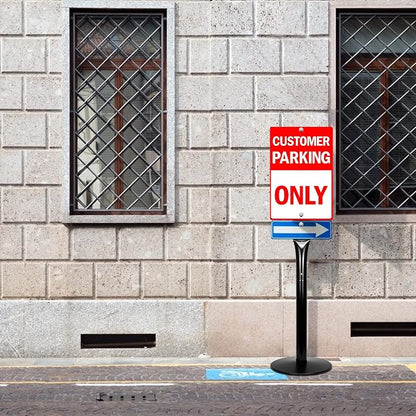 Parking Sign Post 48" Heavy Duty Cast Iron Parking Signs Stand, Movable Sign - Image 4
