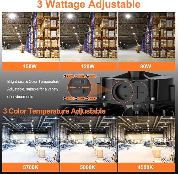 12Pack LED High Bay Lights, 150W UFO High Bay LED Shop Lights, 22500LM - Image 5