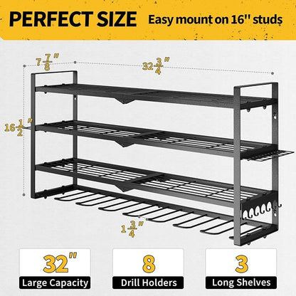 SOYEEZE Power Tool Organizer, Drill Holder Wall Mount, 4 Layers Tool Storage - Image 3