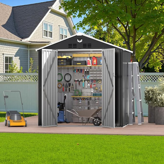 8X6 FT Outdoor Storage Shed, Metal Garden Shed by BENASS