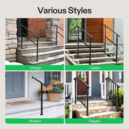 VIVOSUN Outdoor Handrail, 2 Step Stair Handrail, Wrought Mattle Iron Handrail - Image 7