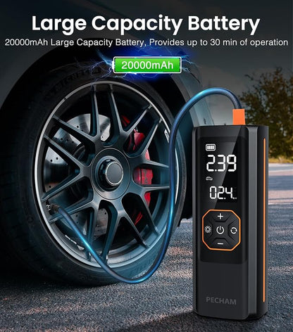 PECHAM Tire Inflator Portable Air Compressor, USB 5V 20000mAh Battery 160PSI - Image 3