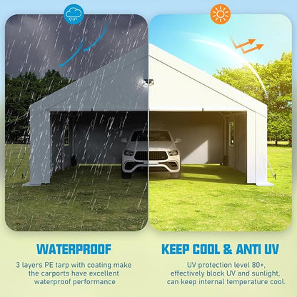 20x20 Carport, Heavy Duty Carport Canopy Garage - Image 6